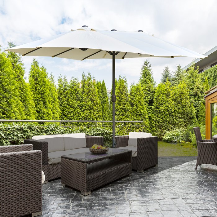 The Range | Outsunny Outsunny 4.6m Double Canopy Parasol (base not included) - Cream White Outsunny Outsunny 4.6m Double Canopy Parasol (base not included) - Cream White