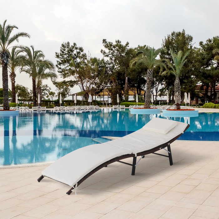 The Range | Outsunny Folding Rattan Sun Lounger - Brown Outsunny Folding Rattan Sun Lounger - Brown