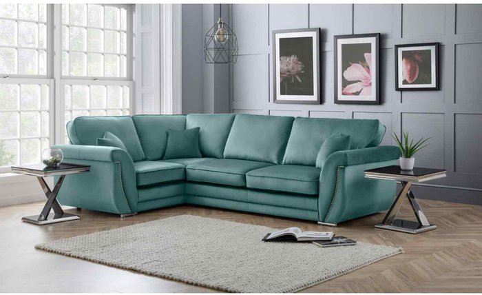 The Range | Simply Eleganza Luca Full Back L Shape Left Hand Corner Sofa - Turquoise Simply Eleganza Luca Full Back L Shape Left Hand Corner Sofa - Turquoise