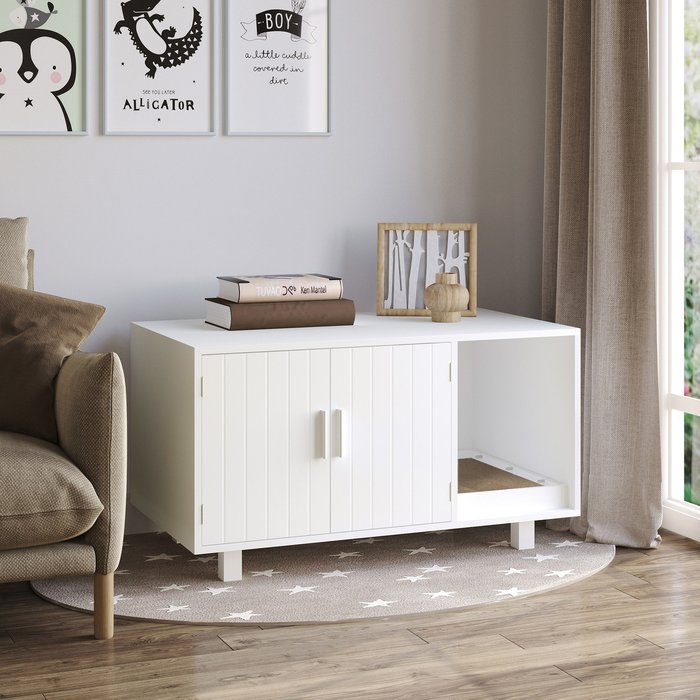 The Range | PawHut Pawhut Cat Litter Box Enclosure & House W/ Nightstand & End Table Design - White PawHut Pawhut Cat Litter Box Enclosure & House W/ Nightstand & End Table Design - White