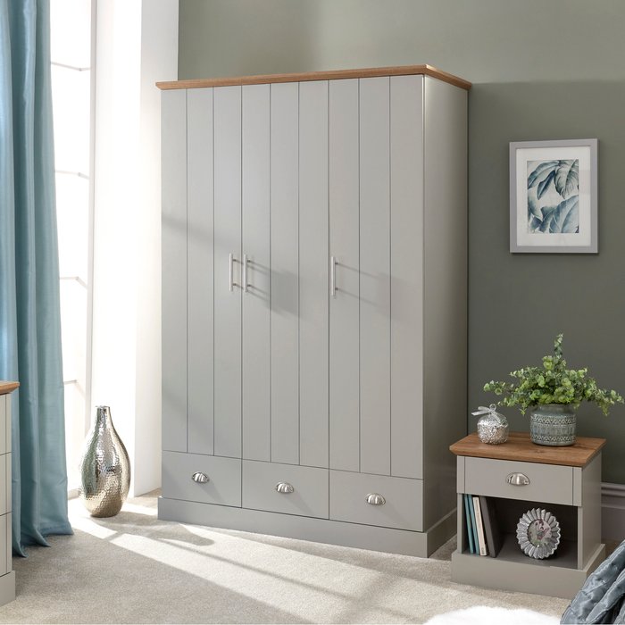 The Range | GFW Kendal Triple Wardrobe Grey GFW Kendal Triple Wardrobe Grey