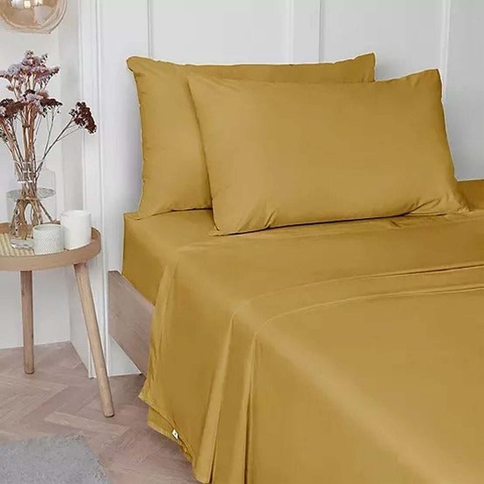 The Range | Vantona Luxury Cotton Plain Dyed Flat Sheets 180 TC - Ochre / Double Vantona Luxury Cotton Plain Dyed Flat Sheets 180 TC - Ochre / Double