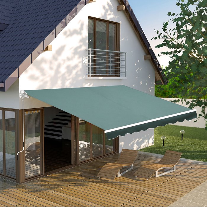 The Range | Outsunny 2.5m x 2m Garden Manual Awning Canopy - Green Outsunny 2.5m x 2m Garden Manual Awning Canopy - Green