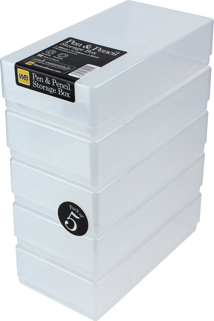 The Range | WestonBoxes Plastic Storage Boxes with Lids for Pens, Pencils and Stationery - Silver / 0.8kg WestonBoxes Plastic Storage Boxes with Lids for Pens, Pencils and Stationery - Silver / 0.8kg