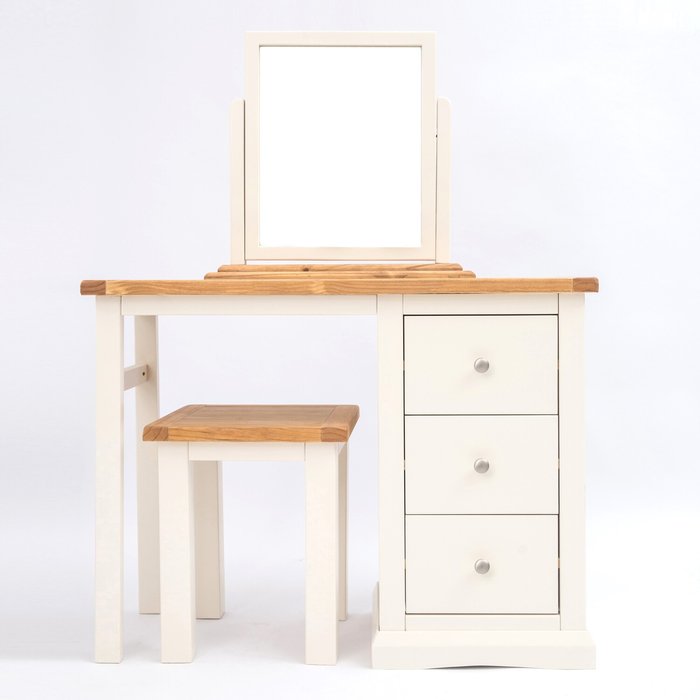 The Range | Cabinet Bits Castelli 3 Drawer Dressing Table Set - White / Wood Knob Cabinet Bits Castelli 3 Drawer Dressing Table Set - White / Wood Knob