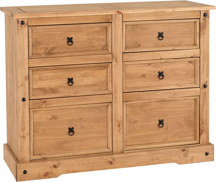 The Range | Seconique Corona 6 Drawer Chest Distressed Waxed Pine - Distressed Waxed Pine Seconique Corona 6 Drawer Chest Distressed Waxed Pine - Distressed Waxed Pine
