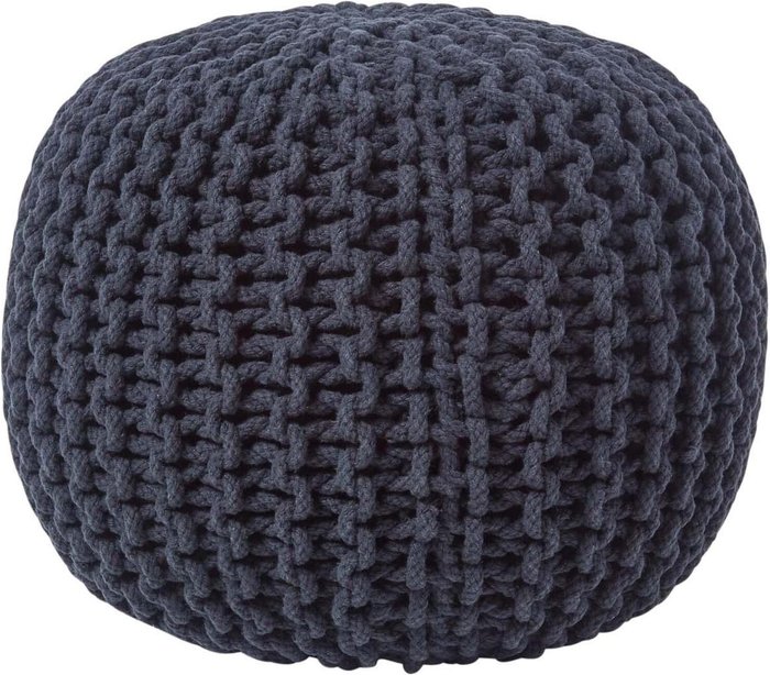 The Range | Homescapes Round Cotton Knitted Pouffe - Black / 40cm Homescapes Round Cotton Knitted Pouffe - Black / 40cm