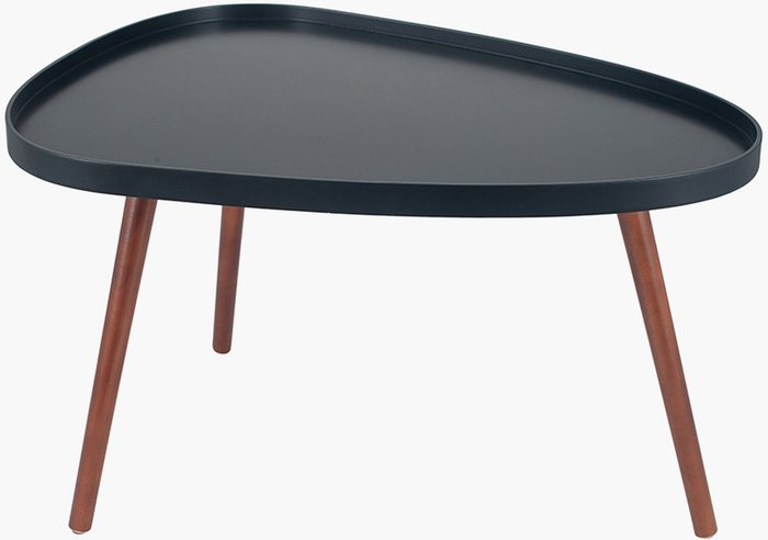 The Range | Black MDF & Brown Pine Wood Teardrop Coffee Table Black MDF & Brown Pine Wood Teardrop Coffee Table