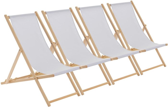The Range | Harbour Housewares Wooden Folding Garden Sun Lounger Deck Chair x4 - Light Grey Harbour Housewares Wooden Folding Garden Sun Lounger Deck Chair x4 - Light Grey