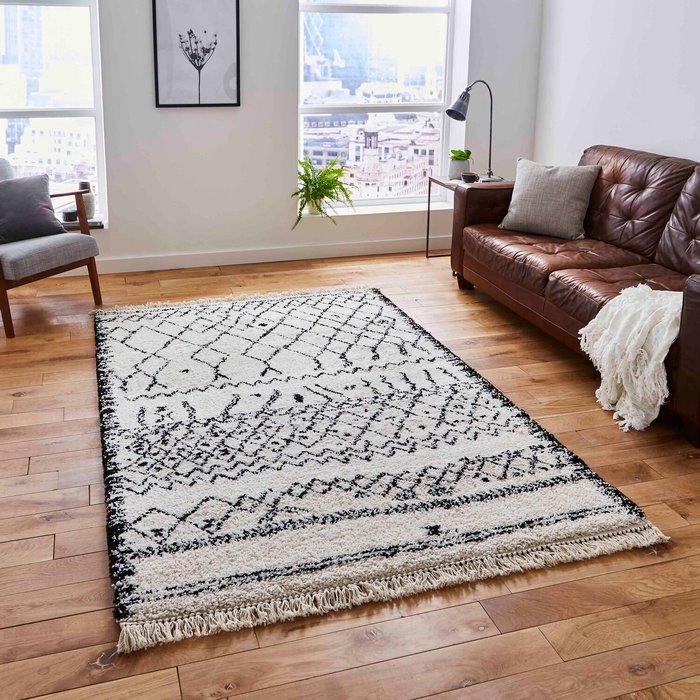 The Range | Think Rugs Black and White Boho 5402 Rug Black and White Think Rugs Black and White Boho 5402 Rug Black and White