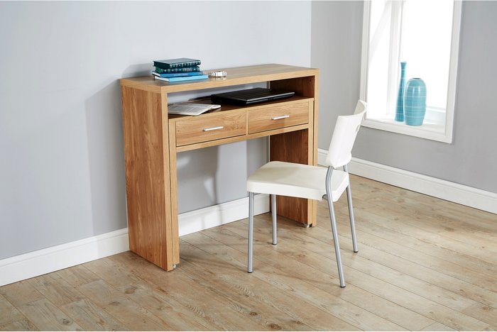 The Range | Dunelm Regis Oak Hideaway Console Desk Brown Dunelm Regis Oak Hideaway Console Desk Brown