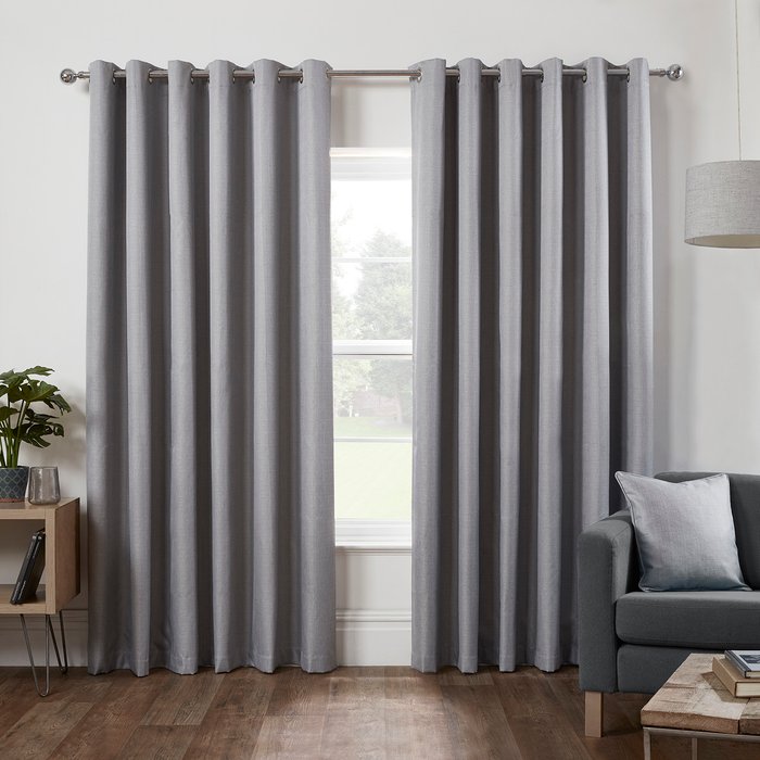 The Range | Divante Hoxton Blackout Eyelet Curtains - Silver / 229cm / 168cm Divante Hoxton Blackout Eyelet Curtains - Silver / 229cm / 168cm