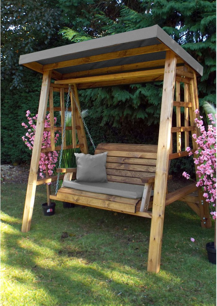 The Range | Charles Taylor Charles Taylor Dorset 2 Seater Swing with Seat Cushion and Roof Cover - Grey Charles Taylor Charles Taylor Dorset 2 Seater Swing with Seat Cushion and Roof Cover - Grey