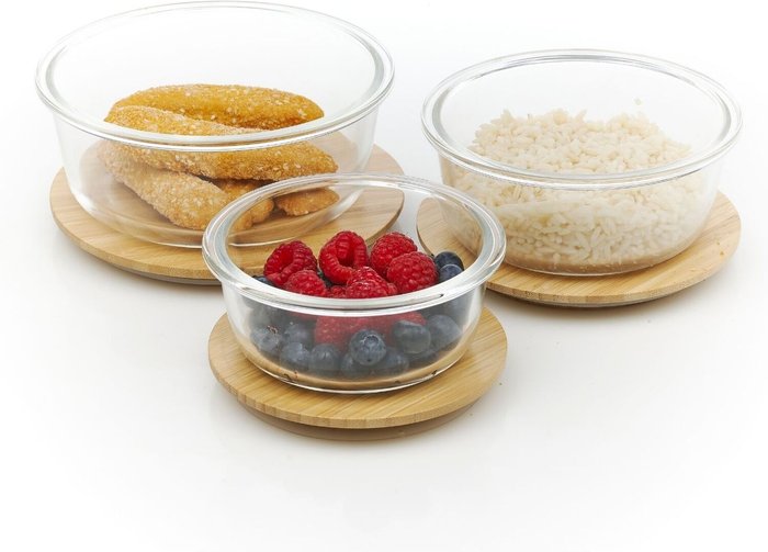 The Range | Homiu Homiu 3 Piece Glass Containers With Flat Lid Homiu Homiu 3 Piece Glass Containers With Flat Lid
