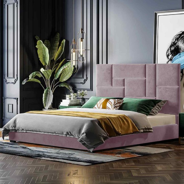 The Range | Conmo Bed Small Double Plush Velvet Pink Conmo Bed Small Double Plush Velvet Pink