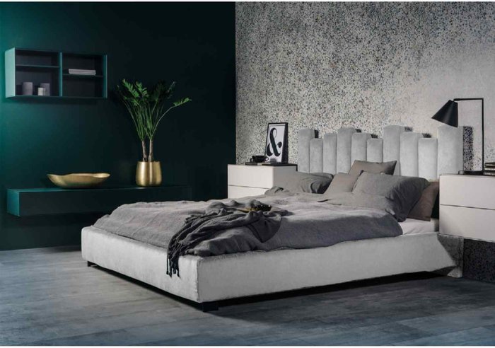 The Range | Glexton Bed King Plush Velvet Silver Glexton Bed King Plush Velvet Silver