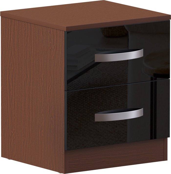 The Range | Hulio 2 Drawer Bedside Cabinet - Walnut and Black Hulio 2 Drawer Bedside Cabinet - Walnut and Black