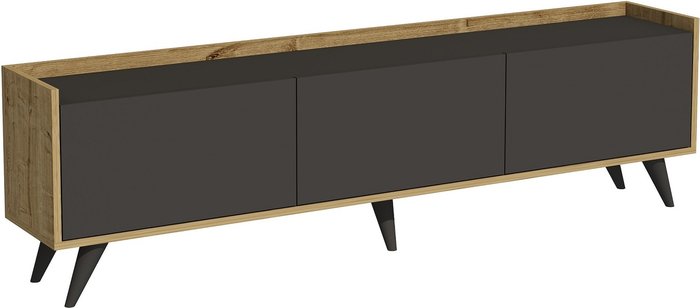 The Range | Destina Home Elsa TV Stand and Media Console with Cabinets - Anthracite - Sapphire Oak Destina Home Elsa TV Stand and Media Console with Cabinets - Anthracite - Sapphire Oak