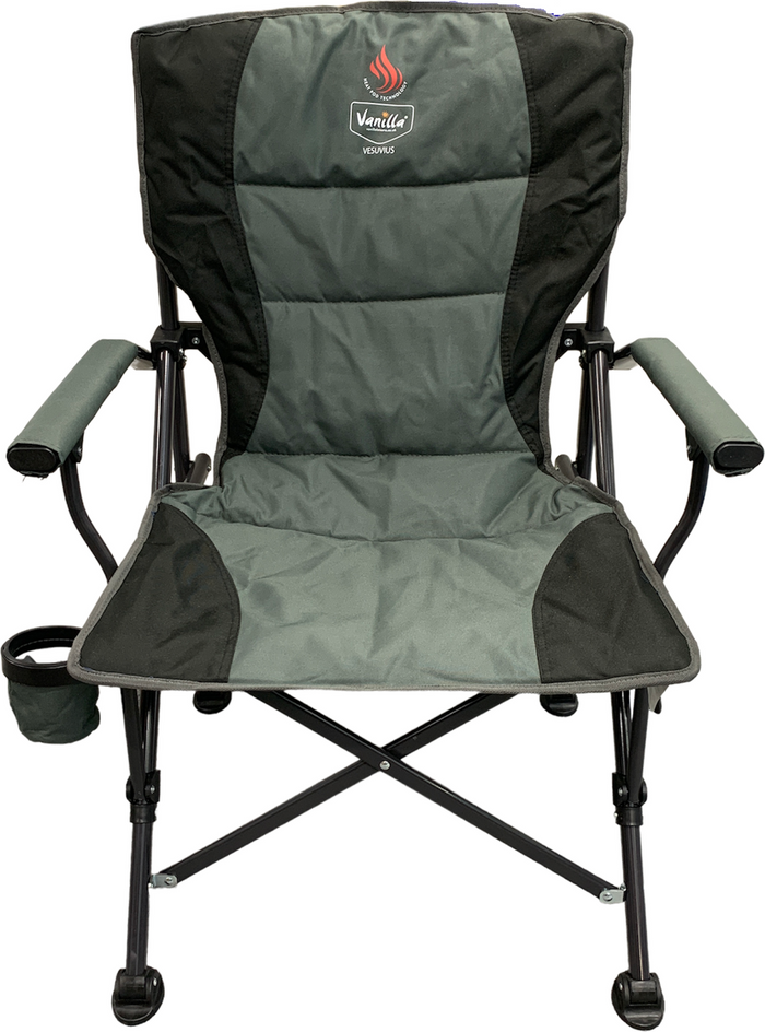 The Range | Vanilla Leisure Vanilla Leisure Vesuvius Folding Outdoor Chair with Heated Seat and Back - Grey Vanilla Leisure Vanilla Leisure Vesuvius Folding Outdoor Chair with Heated Seat and Back - Grey
