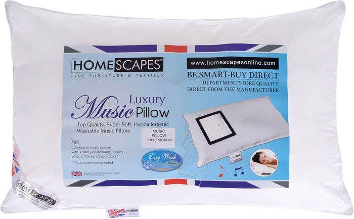 The Range | Homescapes Super Microfibre Music Pillow With Speaker SoftMedium - White Homescapes Super Microfibre Music Pillow With Speaker SoftMedium - White
