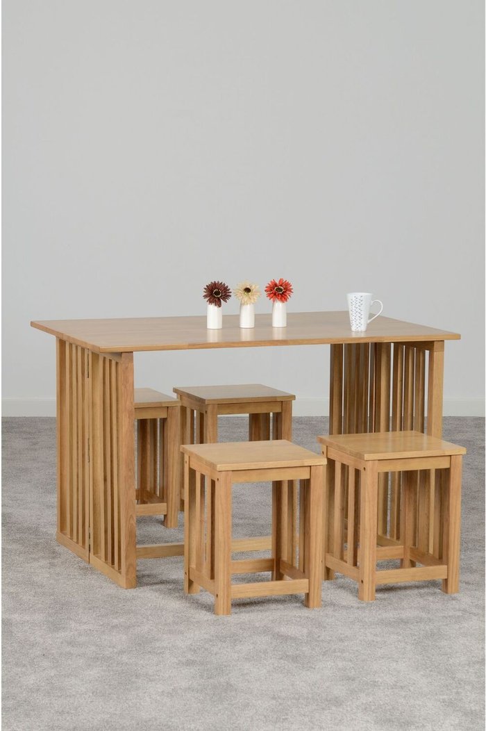 The Range | Seconique Richmond Foldaway Dining Set - Oak Varnish / Table and 4 Stools Seconique Richmond Foldaway Dining Set - Oak Varnish / Table and 4 Stools