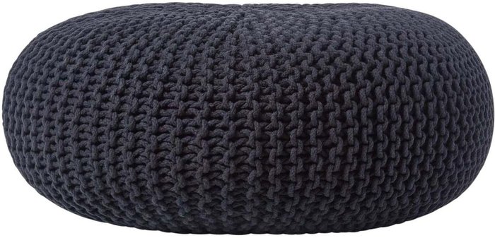 The Range | Homescapes Round Cotton Knitted Pouffe - Black / 70cm Homescapes Round Cotton Knitted Pouffe - Black / 70cm