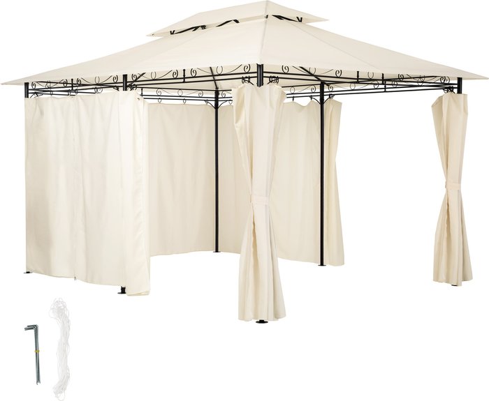 The Range | TECTAKE Tectake Luxury Gazebo Emine 4X3M With 6 Side Panels Cream TECTAKE Tectake Luxury Gazebo Emine 4X3M With 6 Side Panels Cream