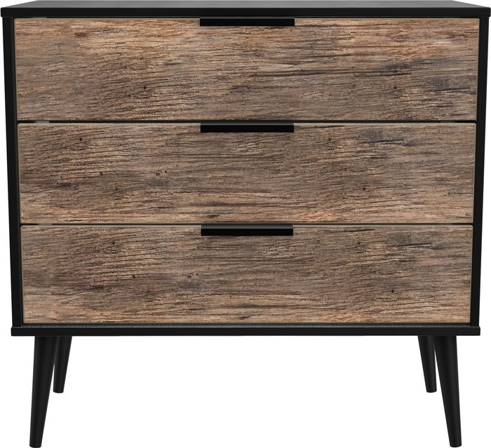 The Range | Hong Kong Ready Assembled 3 Drawer Chest - Vintage Oak & Black Hong Kong Ready Assembled 3 Drawer Chest - Vintage Oak & Black