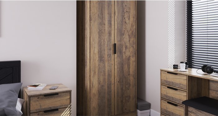 The Range | Hong Kong Ready Assembled Tall Plain Wardrobe - Vintage Oak / Wood Effect Hong Kong Ready Assembled Tall Plain Wardrobe - Vintage Oak / Wood Effect