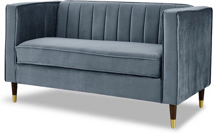 The Range | GRS Thom 2 Seater Velvet Sofa With Metal Tipped Legs - Grey Velvet GRS Thom 2 Seater Velvet Sofa With Metal Tipped Legs - Grey Velvet