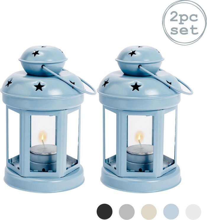 The Range | NICOLA SPRING Nicola Spring - Metal Hanging Tealight Lanterns - 16cm - Blue - Pack of 2 NICOLA SPRING Nicola Spring - Metal Hanging Tealight Lanterns - 16cm - Blue - Pack of 2
