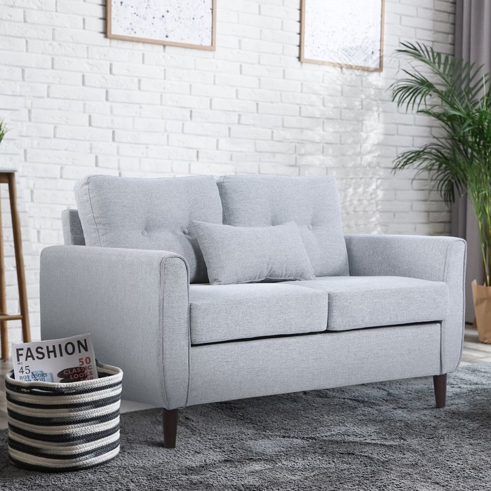 The Range | HOMCOM Traditional Double Sofa with Spring Padded Cushion - Light Grey HOMCOM Traditional Double Sofa with Spring Padded Cushion - Light Grey