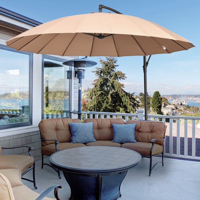 The Range | Outsunny Cantilever Umbrella With 18 Ribs & Vents - Khaki Outsunny Cantilever Umbrella With 18 Ribs & Vents - Khaki