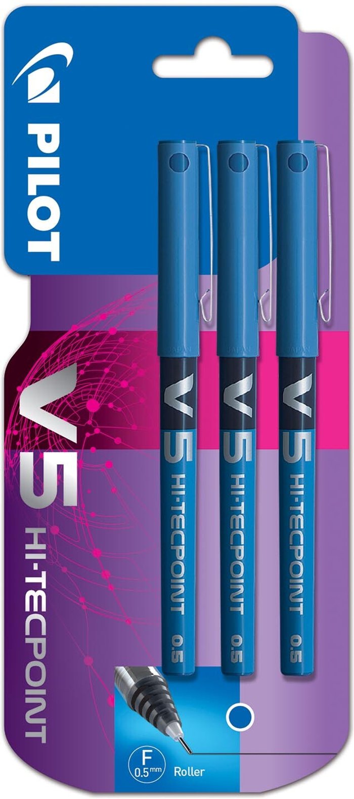 The Range | Pilot Pack of Three Pilot V5 Hi-Tecpoint Liquid Ink Blue Pilot Pack of Three Pilot V5 Hi-Tecpoint Liquid Ink Blue