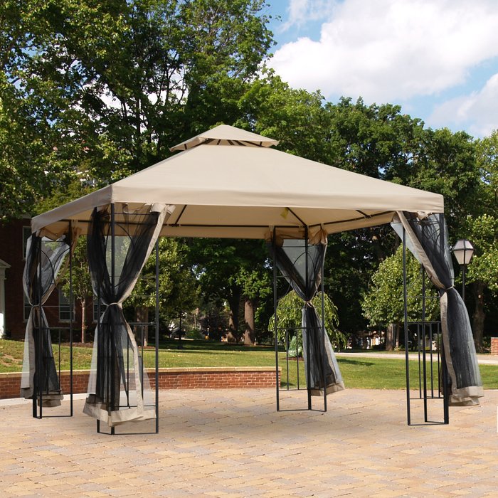 The Range | Outsunny Outsunny 3X3(m) Outdoor Gazebo Patio Pavilion Canopy Tent With Netting & Shelf - Brown Outsunny Outsunny 3X3(m) Outdoor Gazebo Patio Pavilion Canopy Tent With Netting & Shelf - Brown