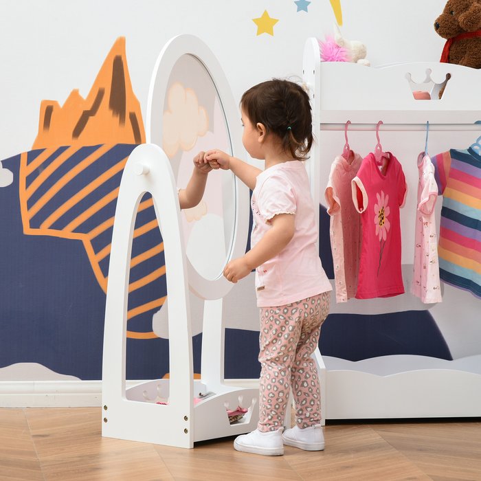 The Range | HOMCOM Free Standing Child's Dressing Mirror with storage shelf - White HOMCOM Free Standing Child's Dressing Mirror with storage shelf - White