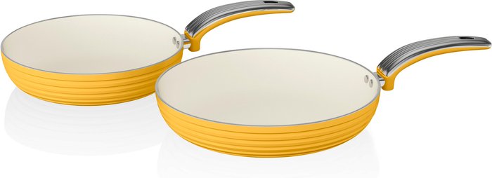 The Range | Swan Swan Retro 2-Piece Frying Pan Set - Yellow Swan Swan Retro 2-Piece Frying Pan Set - Yellow