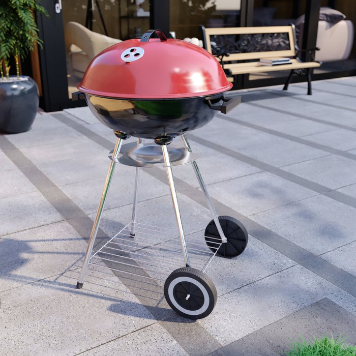 The Range | Memphis Freestanding Kettle Grill BBQ - Red and Black Memphis Freestanding Kettle Grill BBQ - Red and Black