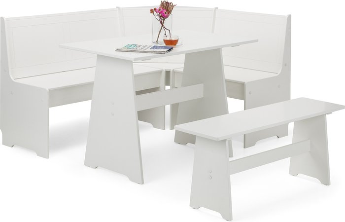 The Range | Julian Bowen Newport Corner Dining Set With Storage Bench - Surf White - Surf White Julian Bowen Newport Corner Dining Set With Storage Bench - Surf White - Surf White