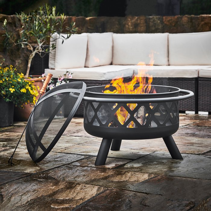 The Range | Teamson Home 30inch Round Steel Wood Burning Firepit - Black Teamson Home 30inch Round Steel Wood Burning Firepit - Black