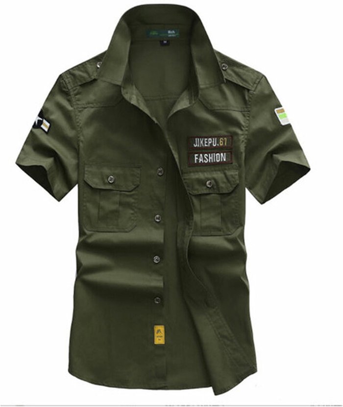 The Range | Men's Short Sleeve Army Military Style Top - Army Green / 2XL Men's Short Sleeve Army Military Style Top - Army Green / 2XL