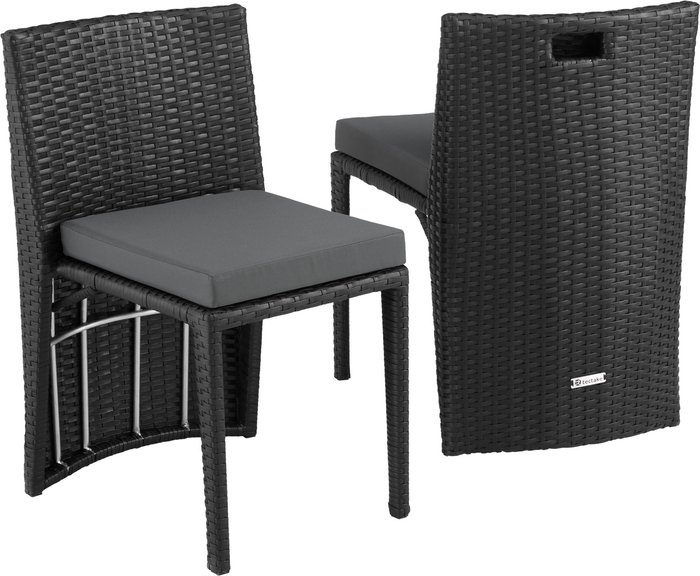 The Range | TECTAKE Tectake Hamburg Rattan Garden Bistro Set - Black/Grey TECTAKE Tectake Hamburg Rattan Garden Bistro Set - Black/Grey