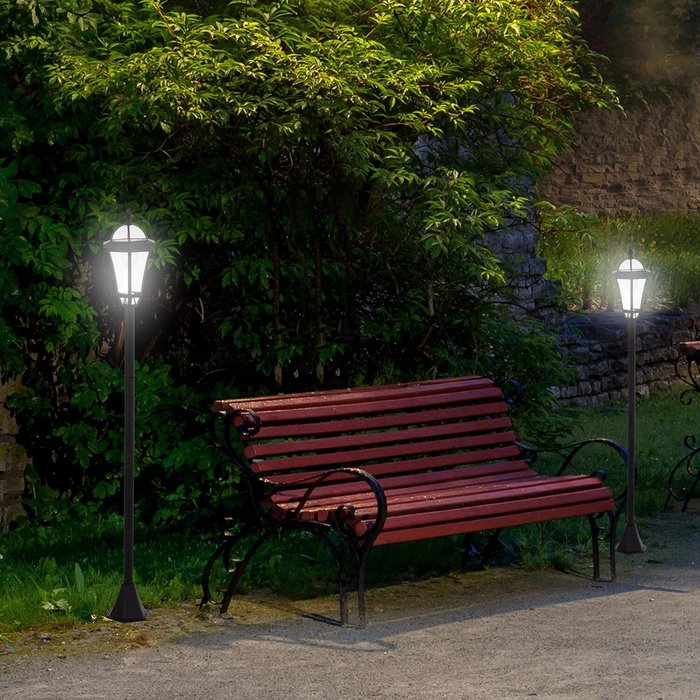 The Range | Outsunny Outsunny 2pc Solar Powered LED Garden - Black Outsunny Outsunny 2pc Solar Powered LED Garden - Black