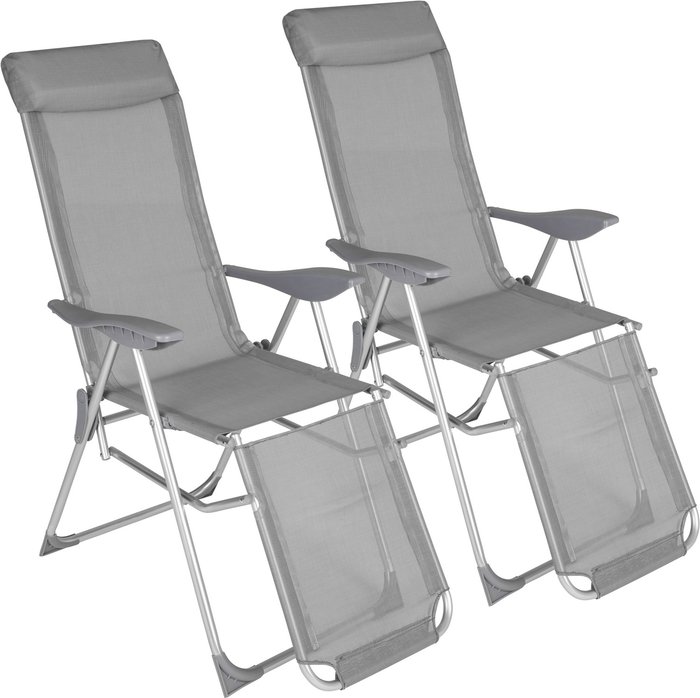 The Range | TECTAKE Tectake Folding Aluminium Garden Chairs With Headrest And Footrest Set Of 2 Grey TECTAKE Tectake Folding Aluminium Garden Chairs With Headrest And Footrest Set Of 2 Grey