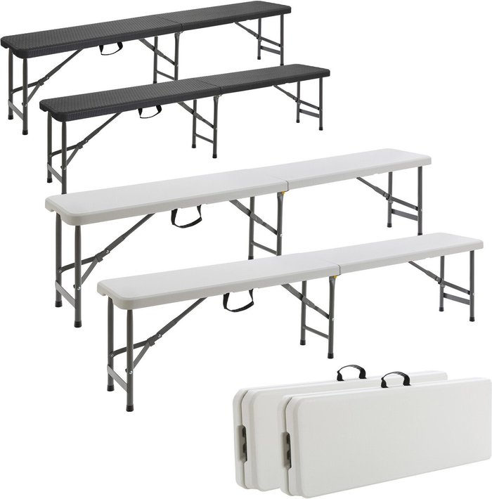The Range | Arebos Set of 2 Folding Bench with Carry Handle - White Arebos Set of 2 Folding Bench with Carry Handle - White