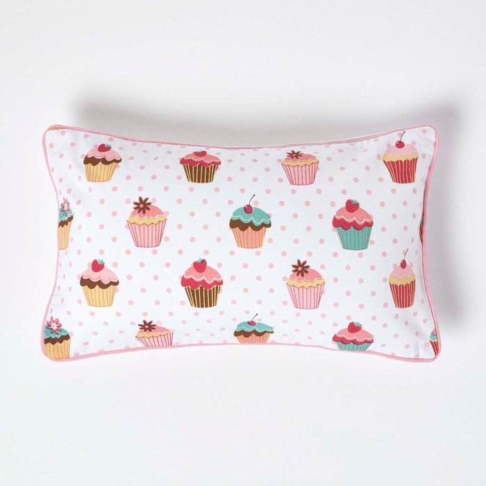 The Range | Homescapes Cotton Cup Cakes Cushion Cover - Pink Homescapes Cotton Cup Cakes Cushion Cover - Pink