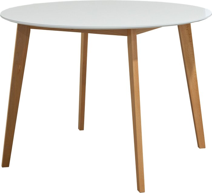 The Range | FurnitureboxUK Sofia Round Dining Table White Top and Wood Legs - White FurnitureboxUK Sofia Round Dining Table White Top and Wood Legs - White