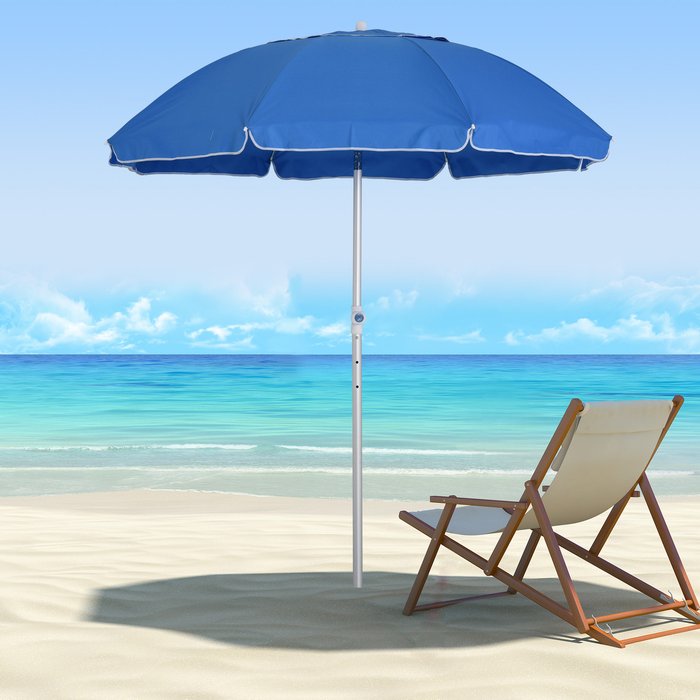 The Range | Outsunny Outsunny Beach Umbrella with Tiltable Canopy - Blue Outsunny Outsunny Beach Umbrella with Tiltable Canopy - Blue