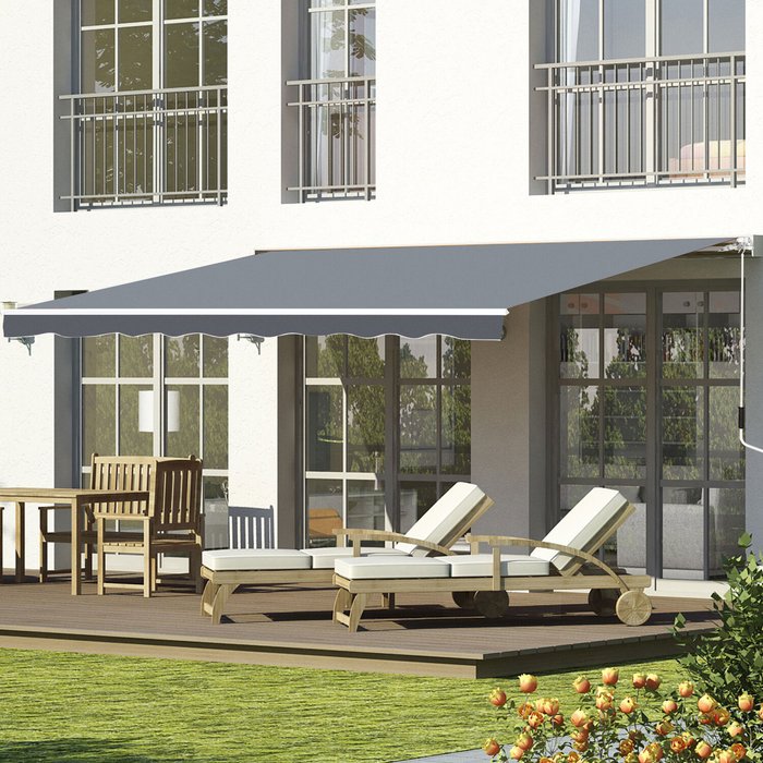 The Range | Outsunny Outsunny 2 x 2.5m Retractable Patio Awning - Grey Outsunny Outsunny 2 x 2.5m Retractable Patio Awning - Grey