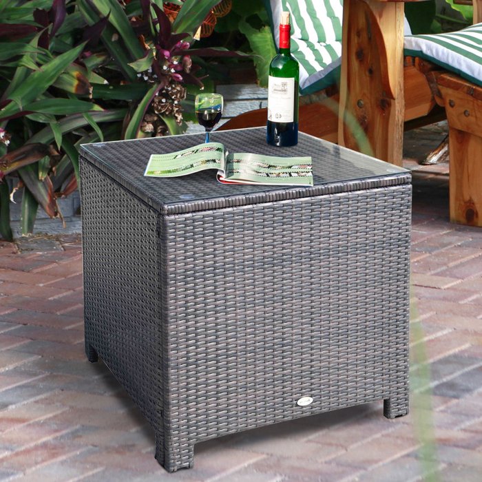 The Range | Outsunny Outsunny Rattan Garden Furniture Side Table - Mixed Brown Outsunny Outsunny Rattan Garden Furniture Side Table - Mixed Brown